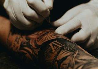 Aged tattoo close up